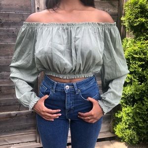 Zara Off the Shoulder Peasant Top